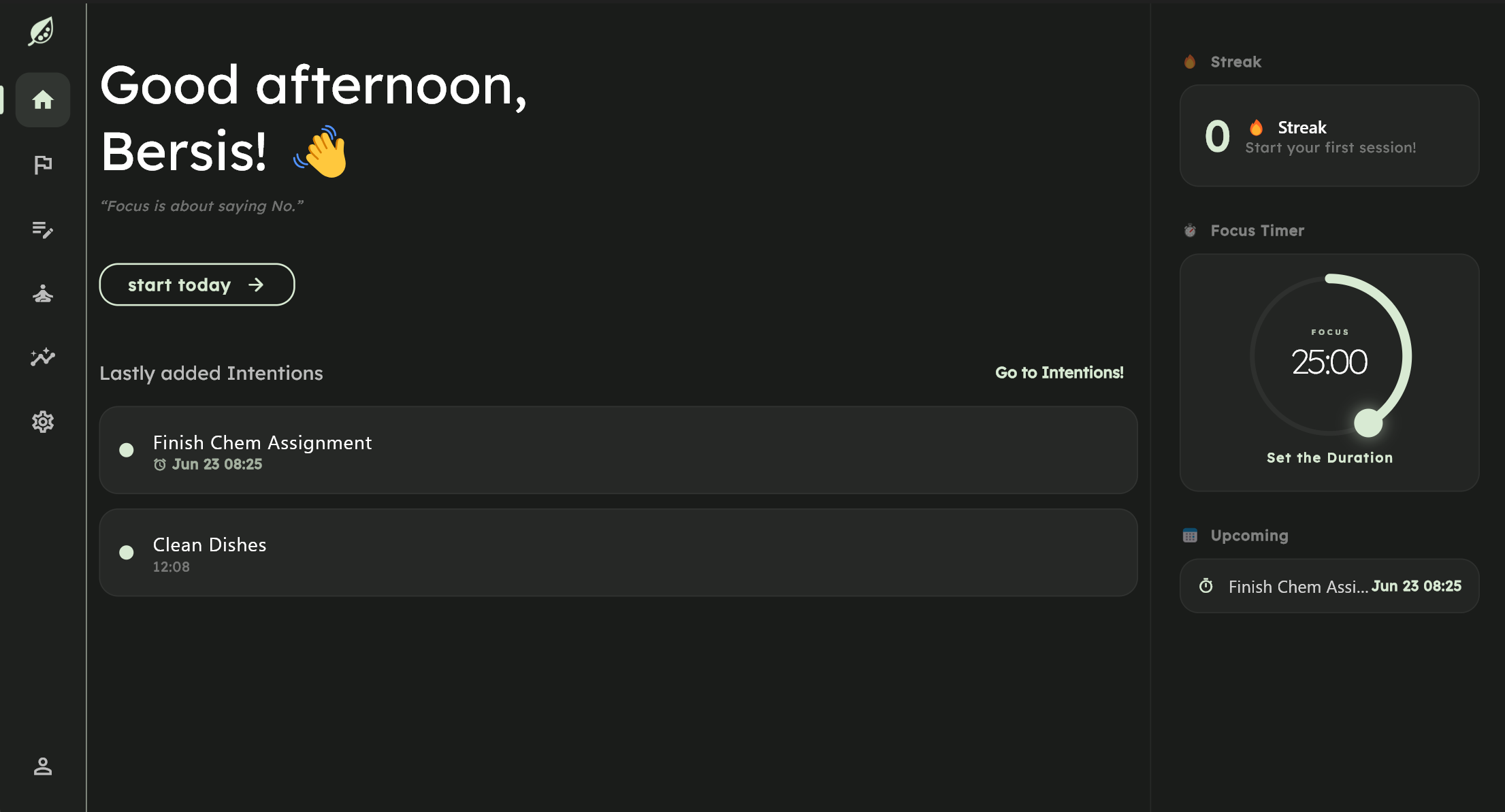 Intent Desktop Dashboard